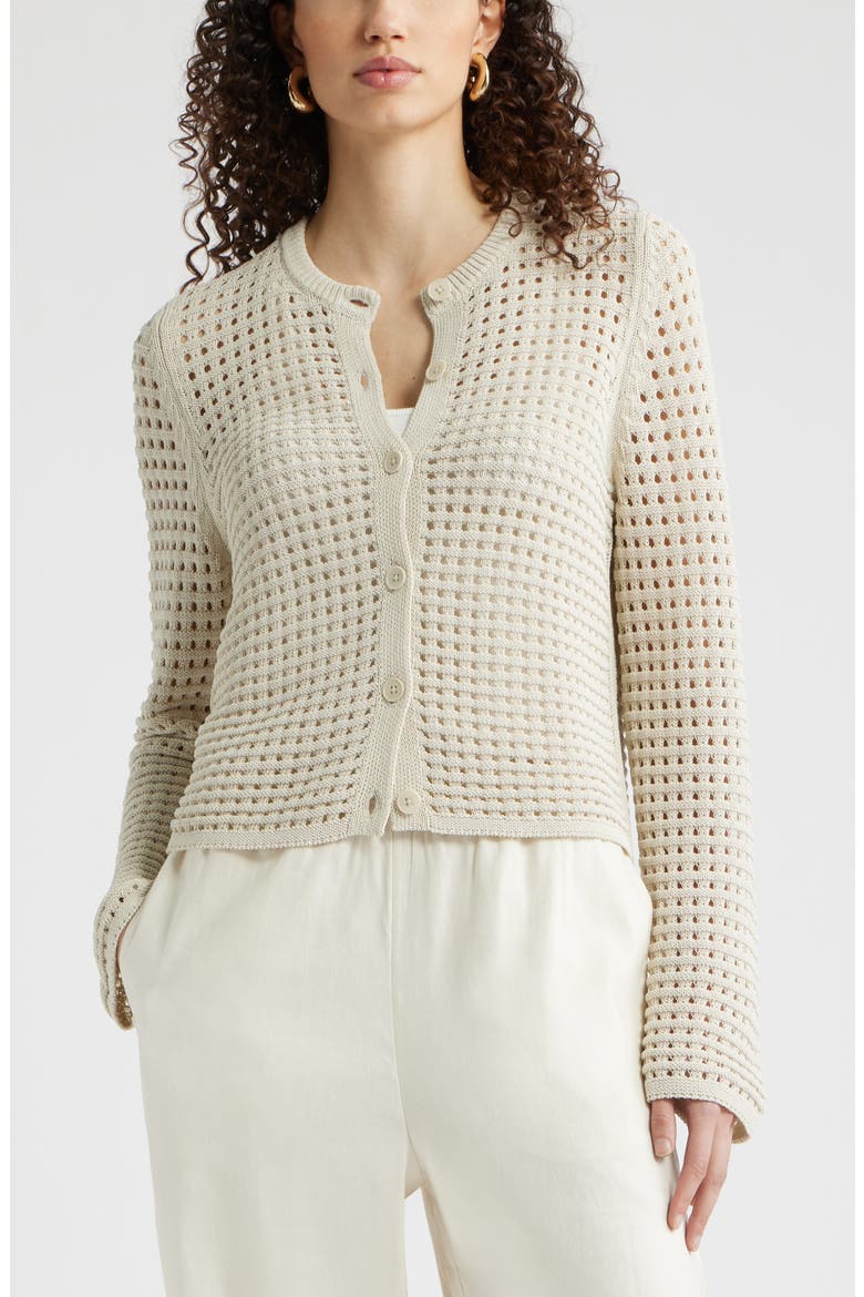 Mesh Stitch Cardigan, Main, color, BEIGE SCROLL
