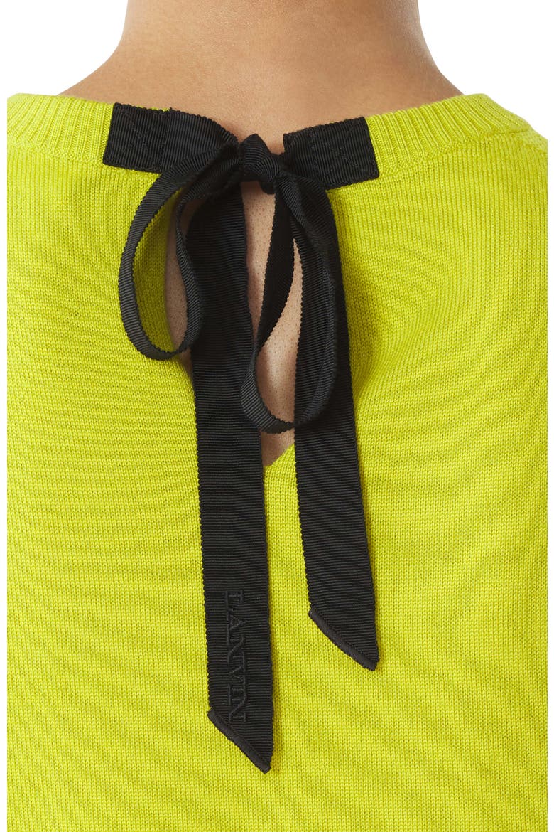 Green Wool Sweater With Grosgrain Detail, Alternate, color, Absinth Green