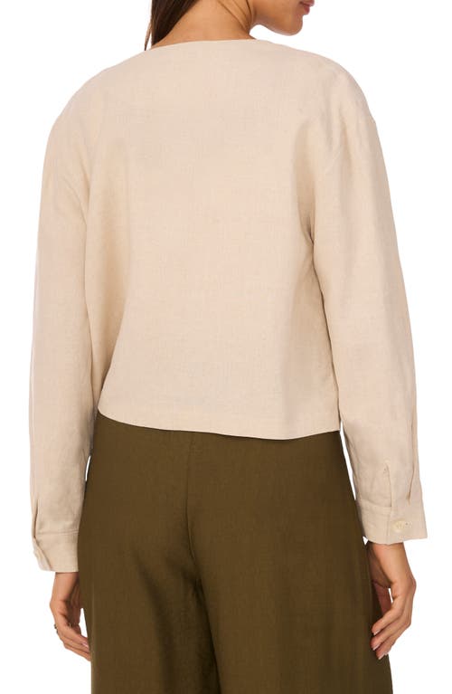 Vince Camuto Cropped Button Front Jacket In Oyster Grey