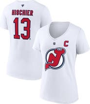 FANATICS Women's Fanatics Branded Nico Hischier White New Jersey Devils Special Edition 2.0 Name & Number V-Neck T-Shirt