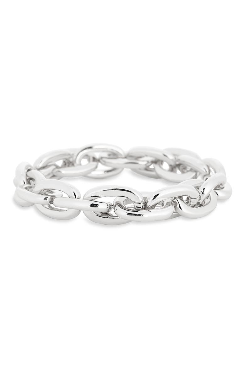 Oval Link Stretch Bracelet, Main, color, SILVER