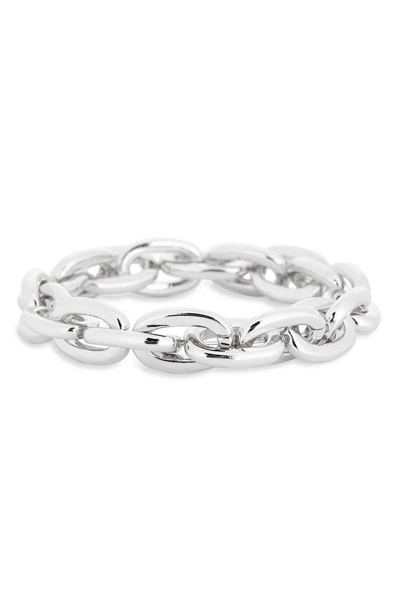 NORDSTROM RACK Oval Link Stretch Bracelet, Main, color, Silver