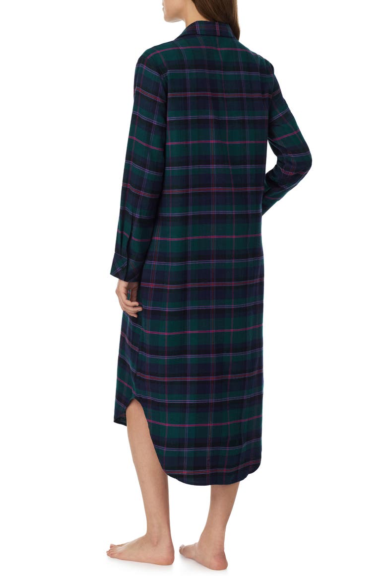 Plaid Long Sleeve Sleep Shirt, Alternate, color, GREEN PLAID