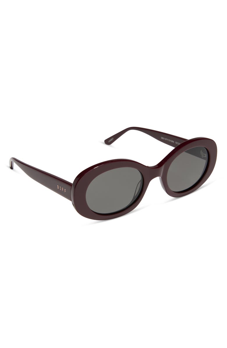 DIFF Lainey 52mm Oval Sunglasses, Alternate, color, Dark Cherry Lacquer / Grey