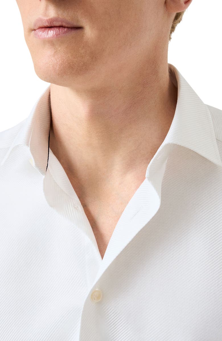 Eton Slim Fit Textured Stripe Cotton Dress Shirt, Alternate, color, White