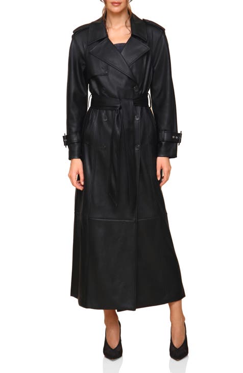 Stone Vegan Leather Maxi good Coat