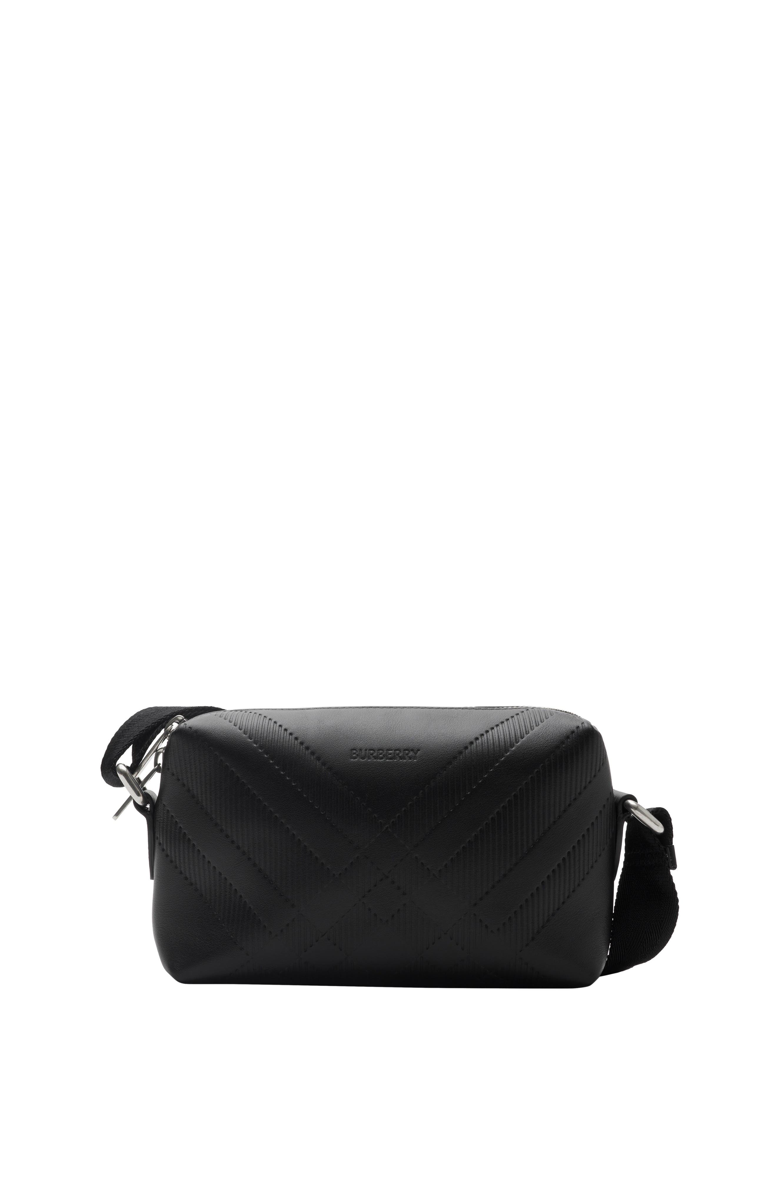 Burberry Embossed Check Crossbody Bag, Main, color, Black