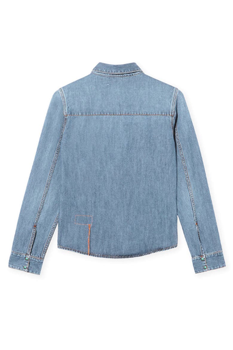 Brigitte Slim Fit Bleach Wash Denim Shirt, Alternate, color, PALE BLUE