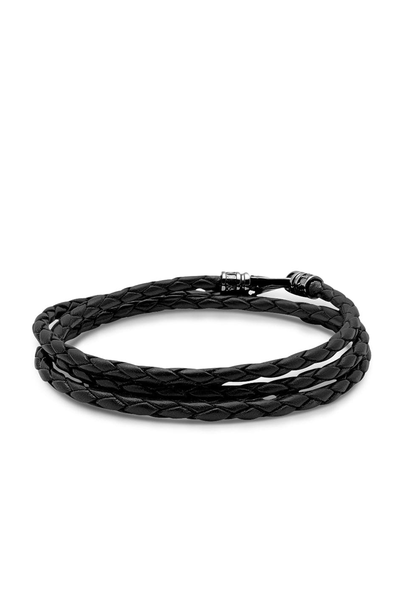 Nialaya Wrap Around Leather Bracelet, Alternate, color, Black