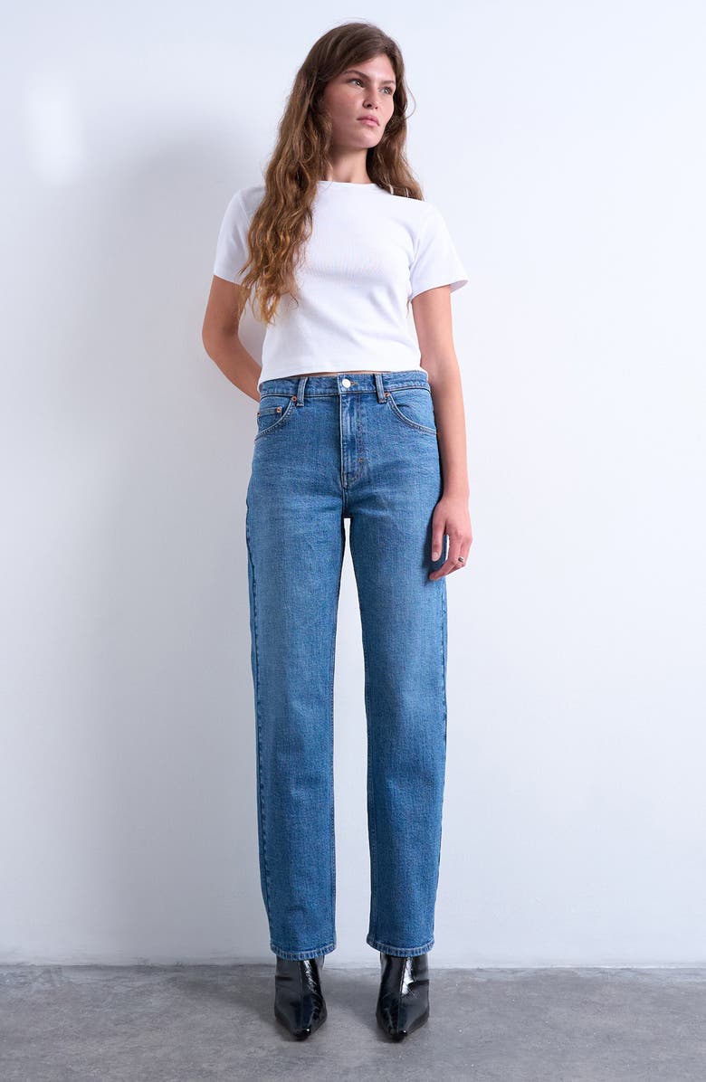 Topshop Orson Mid Rise Straight Leg Jeans, Alternate, color, Vintage Blue