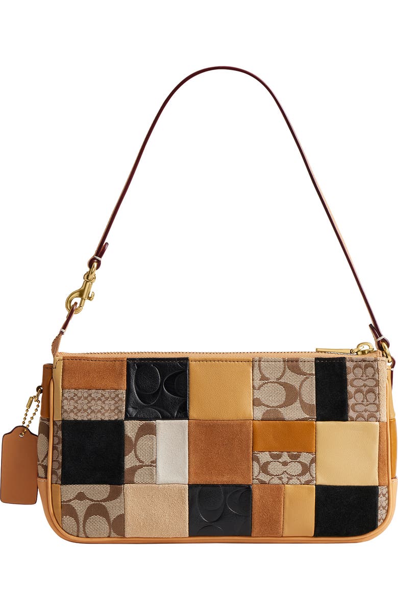 COACH Plaza Patchwork Leather Shoulder Bag, Alternate, color, Brown Multi