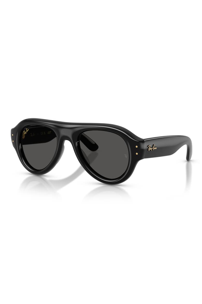 A$AP Rocky 52mm Pilot Puffer Sunglasses, Alternate, color, BLACK / DARK GREY