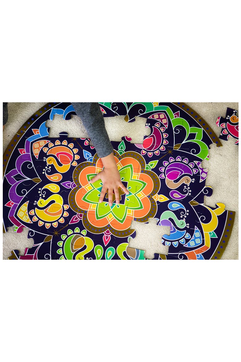 Rangoli Mandala Circular 48-Piece Floor Puzzle, Alternate, color, MULTICOLOR