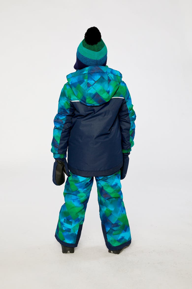 Play Checkered Jacket & Reinforced Pants Two Piece Snowsuit, Alternate, color, Blue and Green Checkered Print
