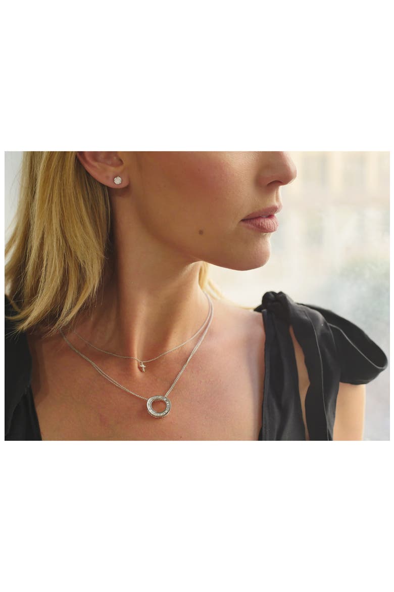 Diamond Cross Pendant Necklace, Alternate, color, WHITE