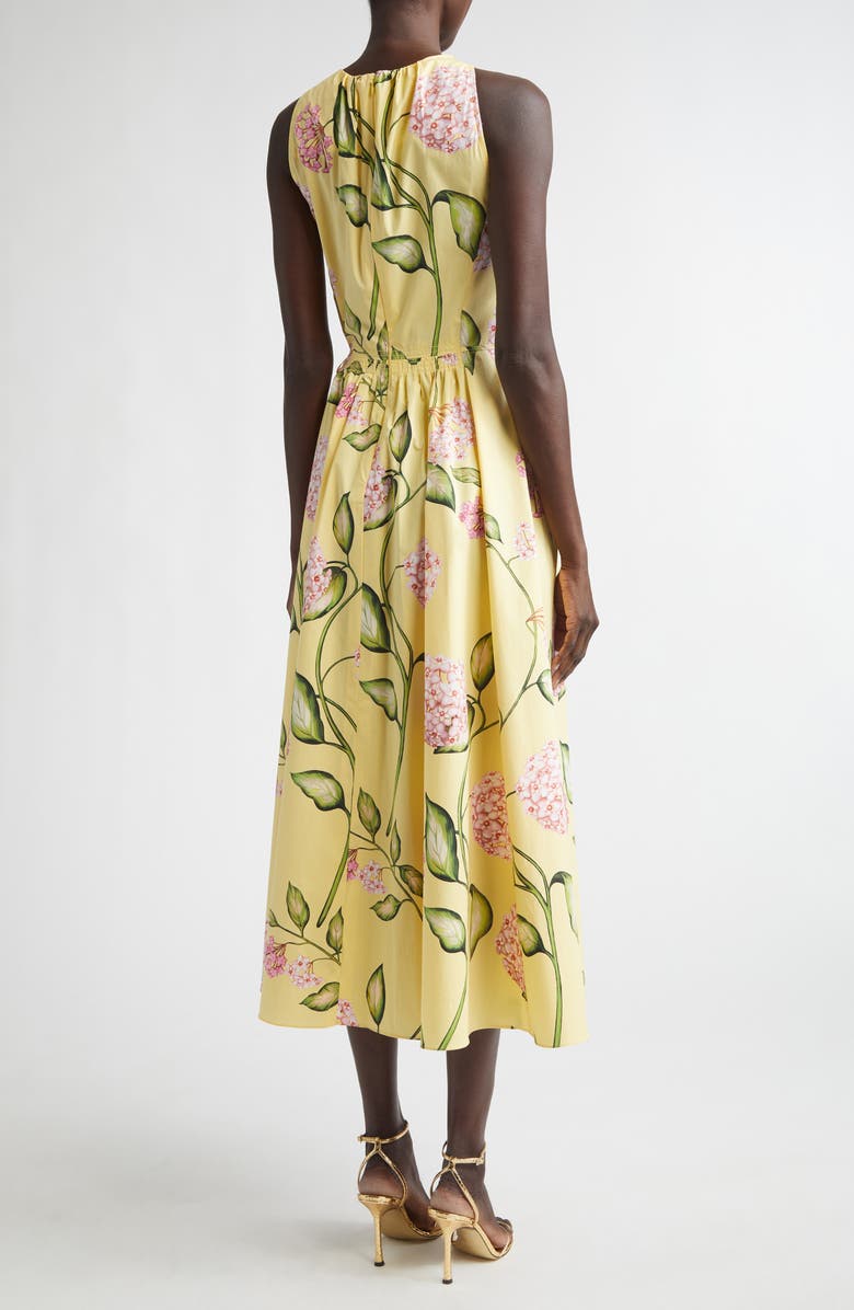 Oscar de la Renta Floral Stretch Poplin Dress, Alternate, color, Pink/ Butter