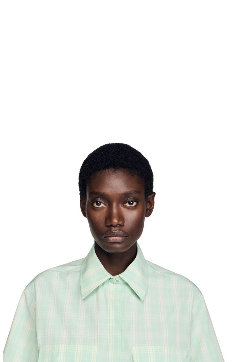 Short checked shirt, Alternate, color, Green / ecru