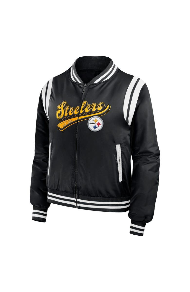 WEAR by Erin Andrews Women's WEAR by Erin Andrews Black Pittsburgh Steelers Bomber Full-Zip Jacket, Alternate, color, Black