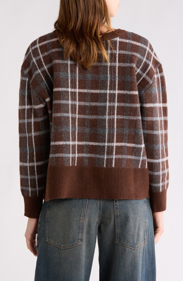 PacSun Eliza Plaid Sweater, Alternate, color, Brown Plaid