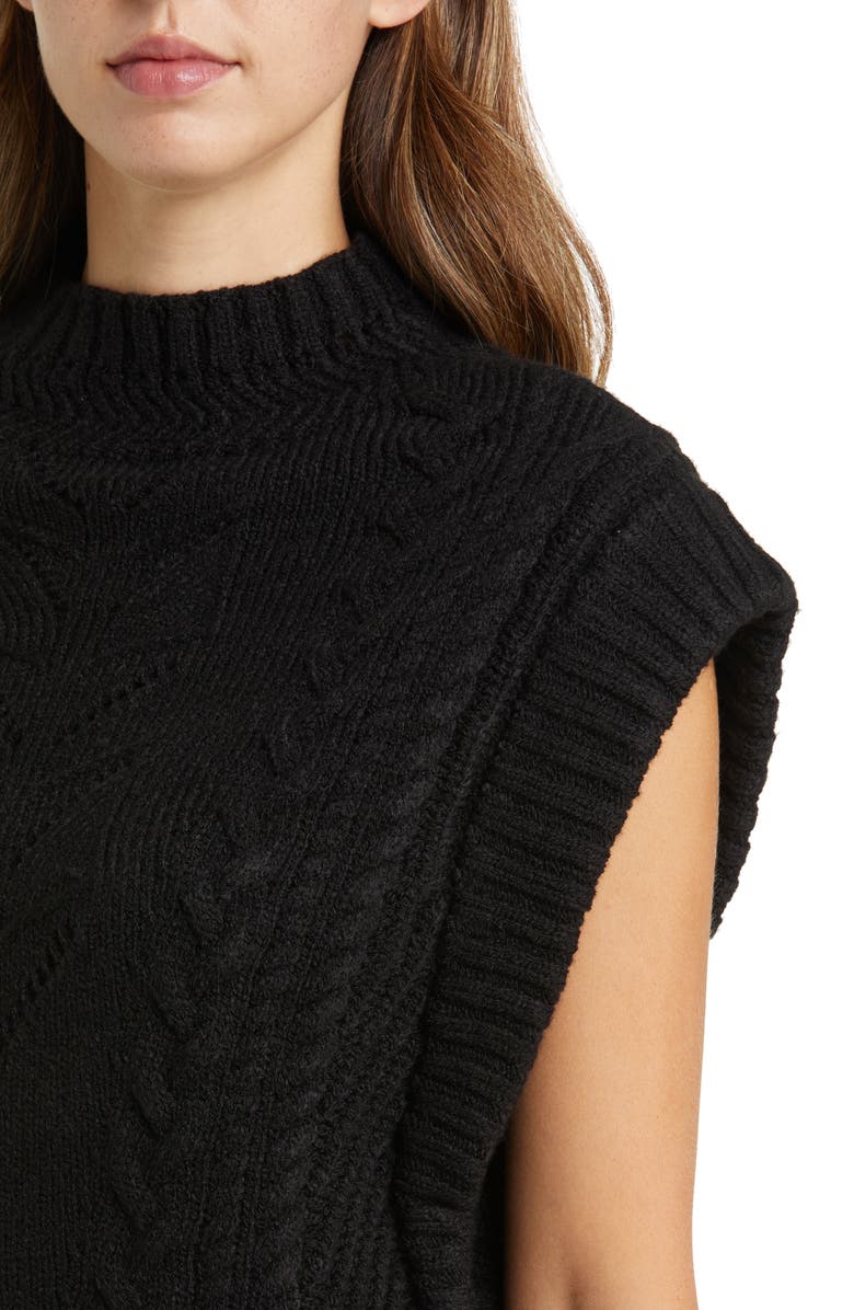 Wit & Wisdom Cable Stitch Mock Neck Sweater Vest, Alternate, color,