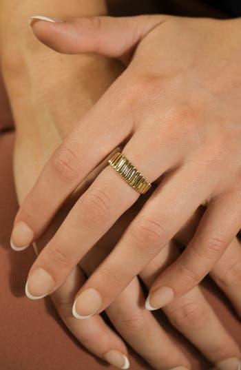 Sterling Forever Luna Textured Row Ring In Gold