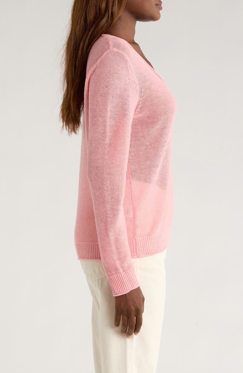 Tommy Bahama Cedar V-Neck Linen Sweater, Alternate, color, Quartz Pink