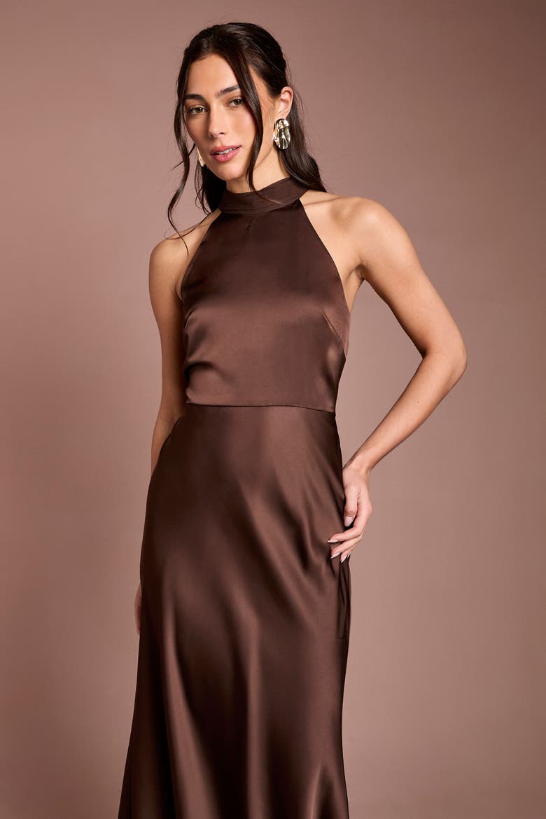 Halter Neck Maxi Dress, Alternate, color, Espresso