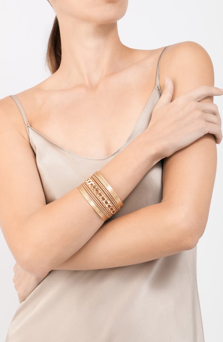 Adornia Multistrand Layered Cuff Bracelet, Alternate, color, Gold