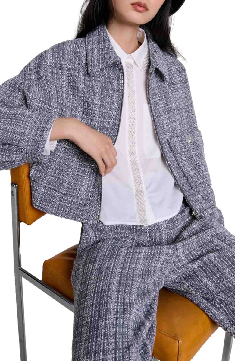 maje Short tweed jacket, Alternate, color, 