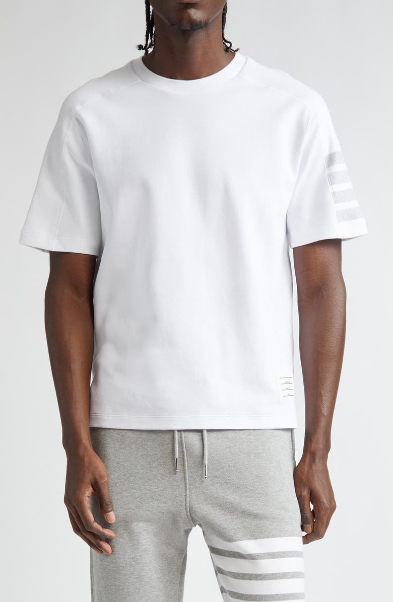 Thom Browne Milano 4-Bar Cotton T-Shirt, Main, color, White