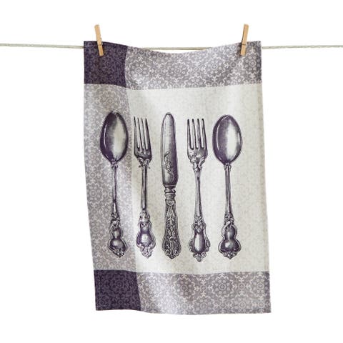 Flatware Bold Artwork Dishtowel Purple Multi Cotton Everyday
