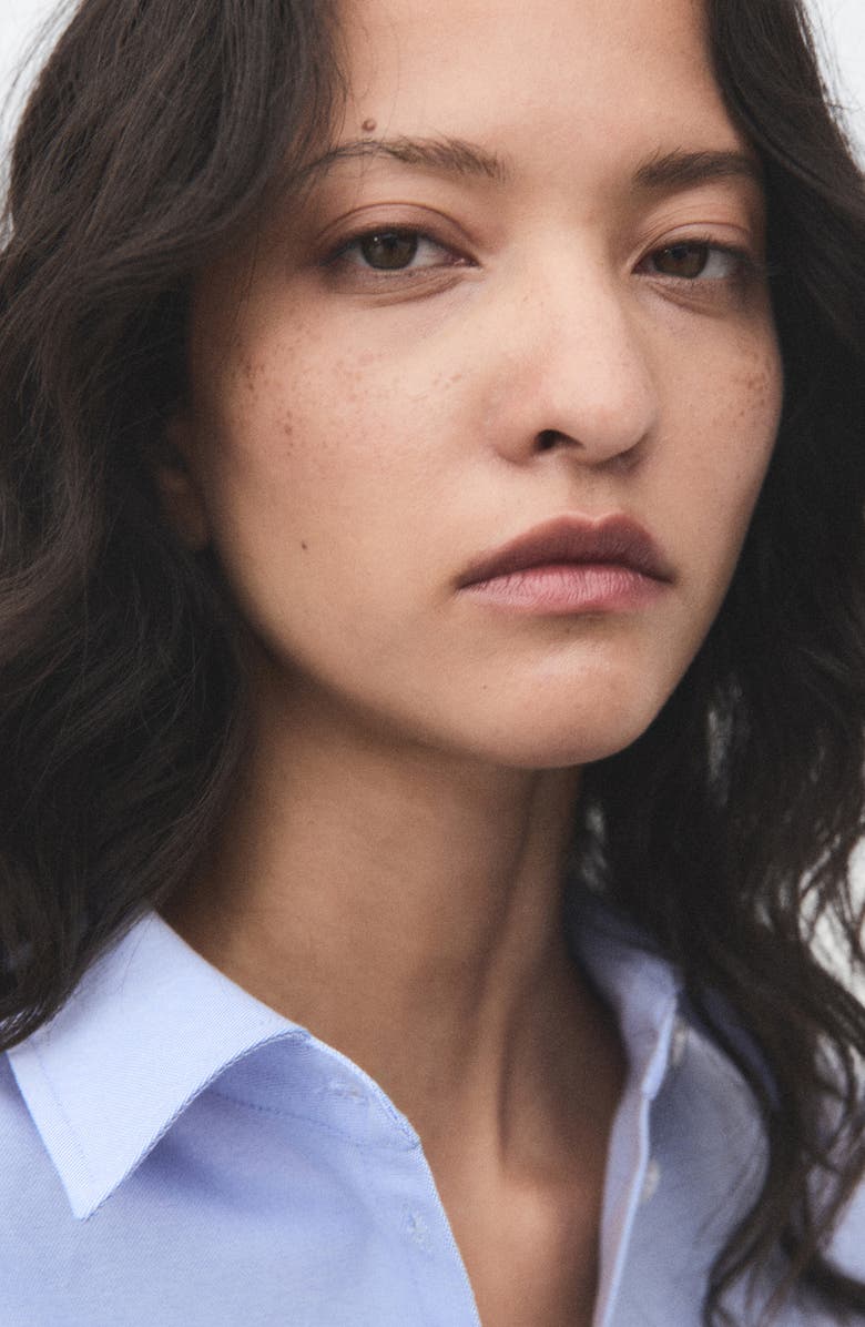 MANGO Oversize Button-Up Shirt, Alternate, color, Sky Blue