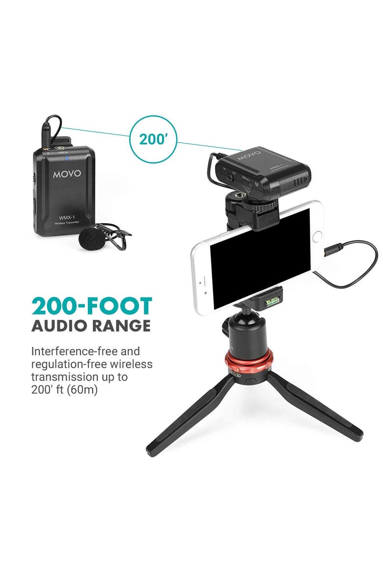 WMX-1 2.4GHz Wireless Lavalier Microphone System Compatible with Cameras and Smartphones, Alternate, color, Black