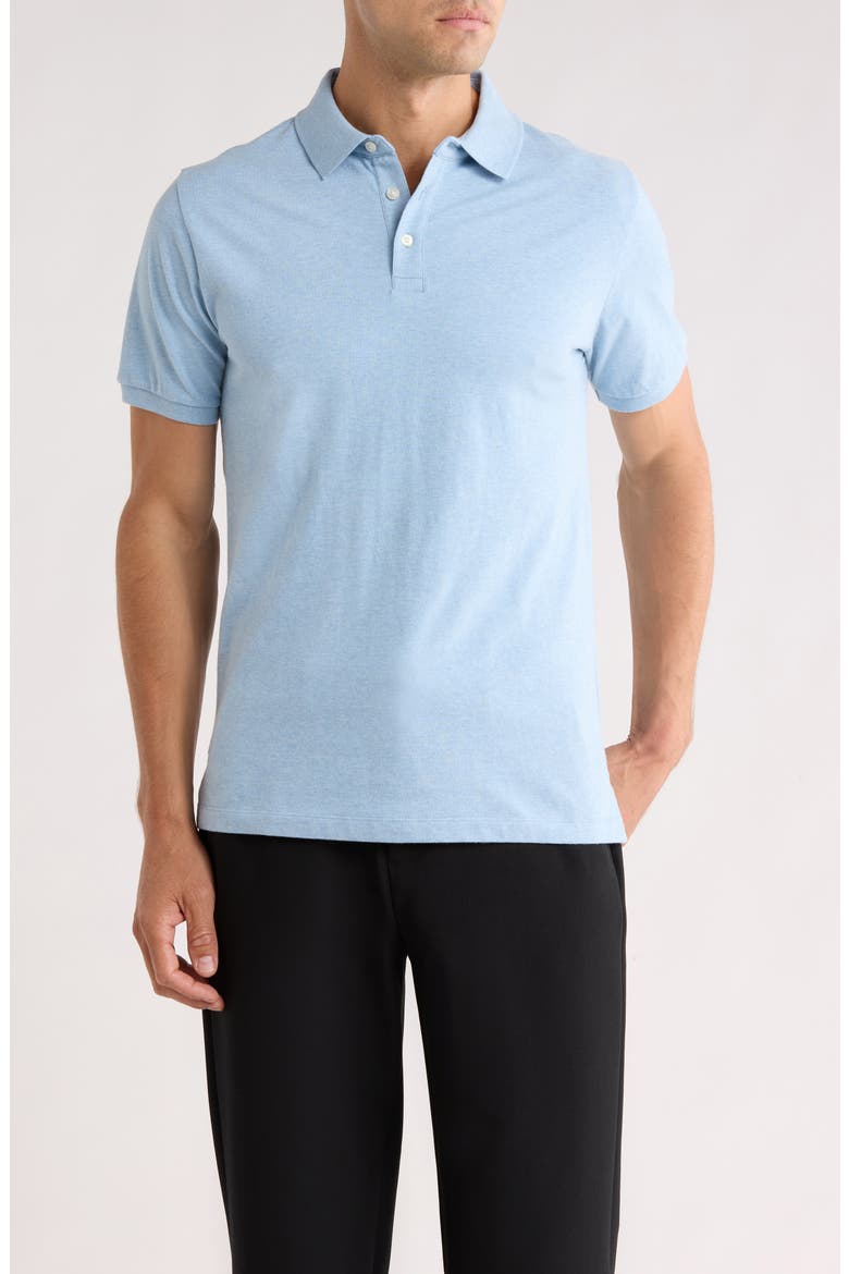 Slim Stretch Cotton Polo, Main, color, LIGHT BLUE HEATHER