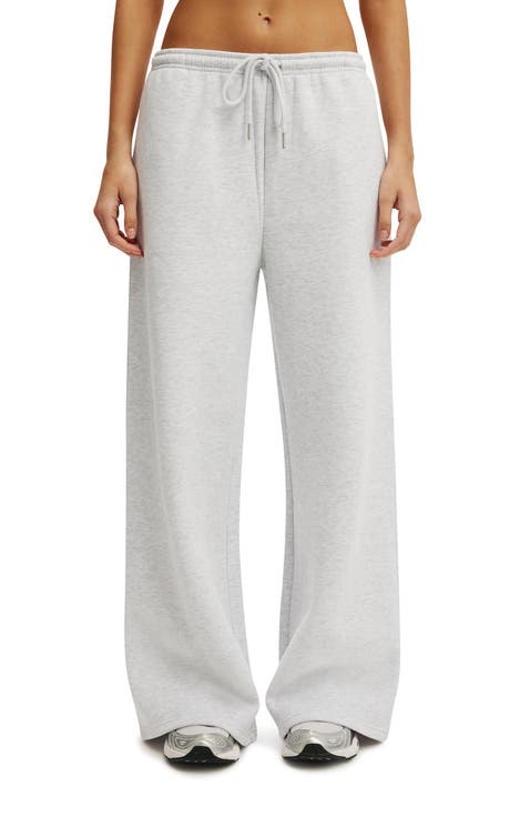 Women's Active Plush Tie Waist Wide Leg Sweatpant