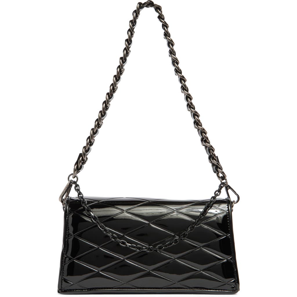 Steve Madden Brona Quilt Embossed Patent Shoulder Bag In Black