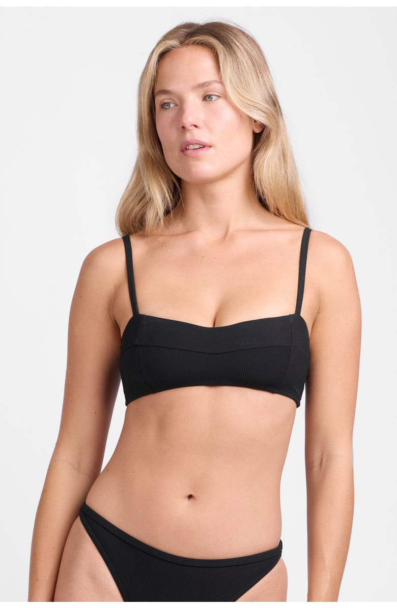 JOLYN Ellen Bikini Top, Main, color, Black Ribbed