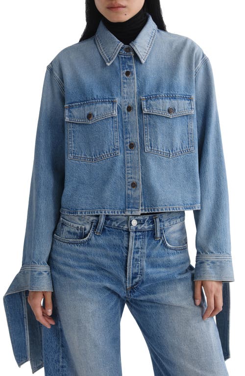 AGOLDE Hewitt Cropped Long Sleeve Shirt in Index Md Tinted Ind at Nordstrom, Size Medium