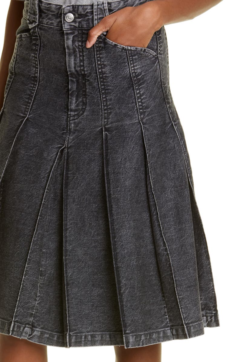 Commission Gender Inclusive Roadhouse Pleated Denim A-Line Skirt, Alternate, color, 