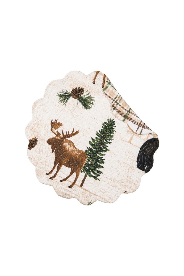 Nolan Pines Round Placemats Set of 6, 17", Main, color, Brown