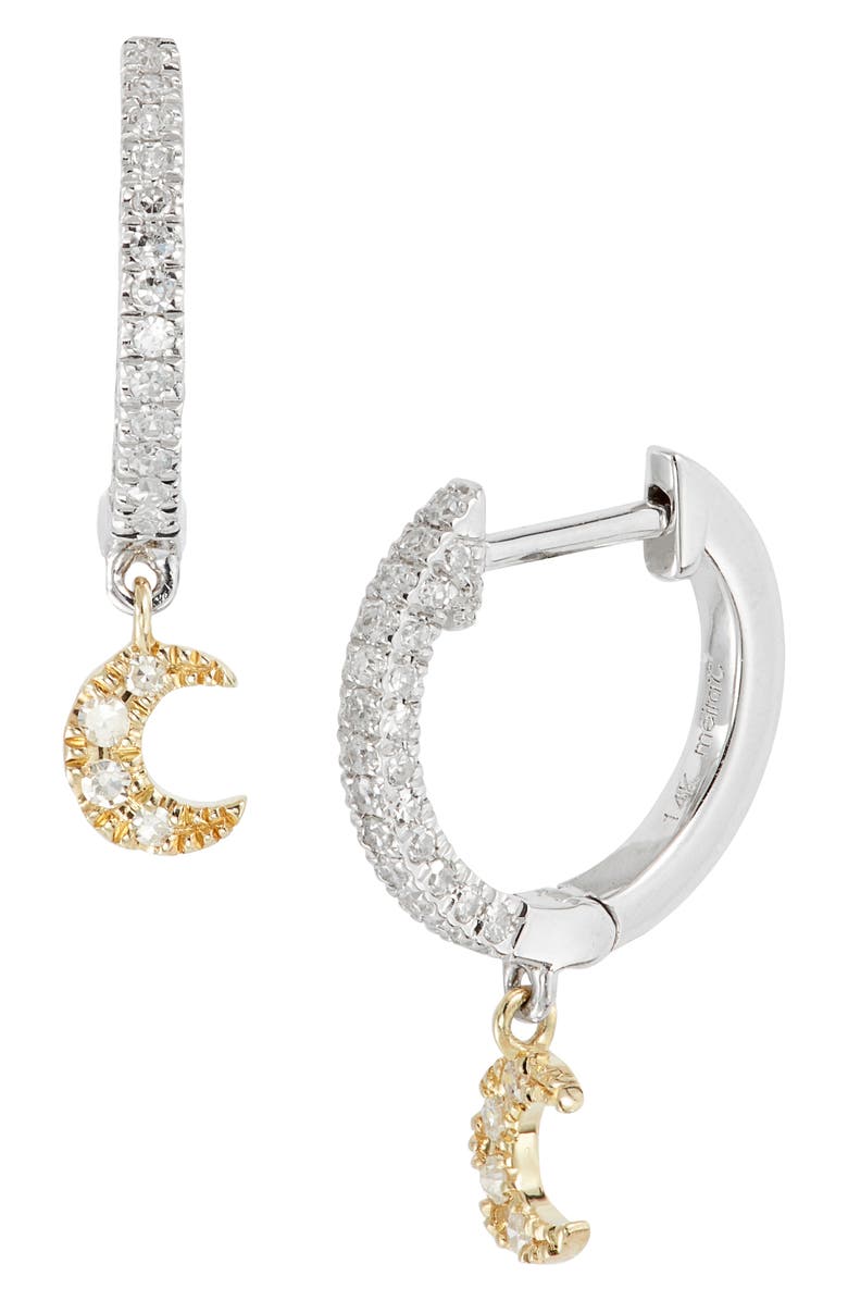 Meira T Diamond Moon Drop Huggie Hoop Earrings, Main, color, Yellow