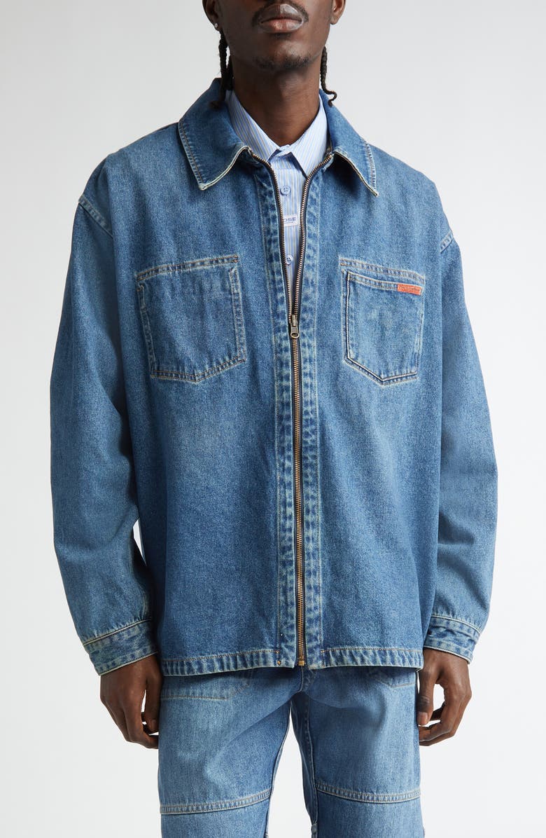 Martine Rose Reversible Denim & Camo Overshirt, Main, color, 