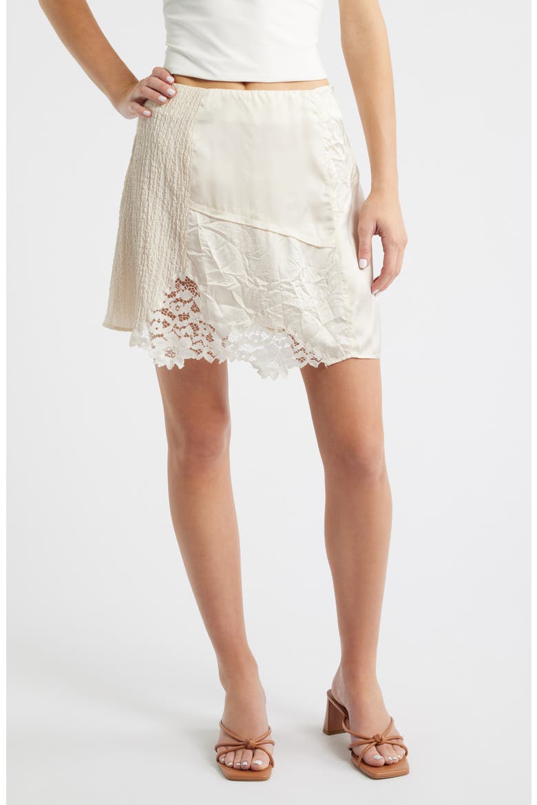 Lace Patchwork Miniskirt, Main, color, IVORY
