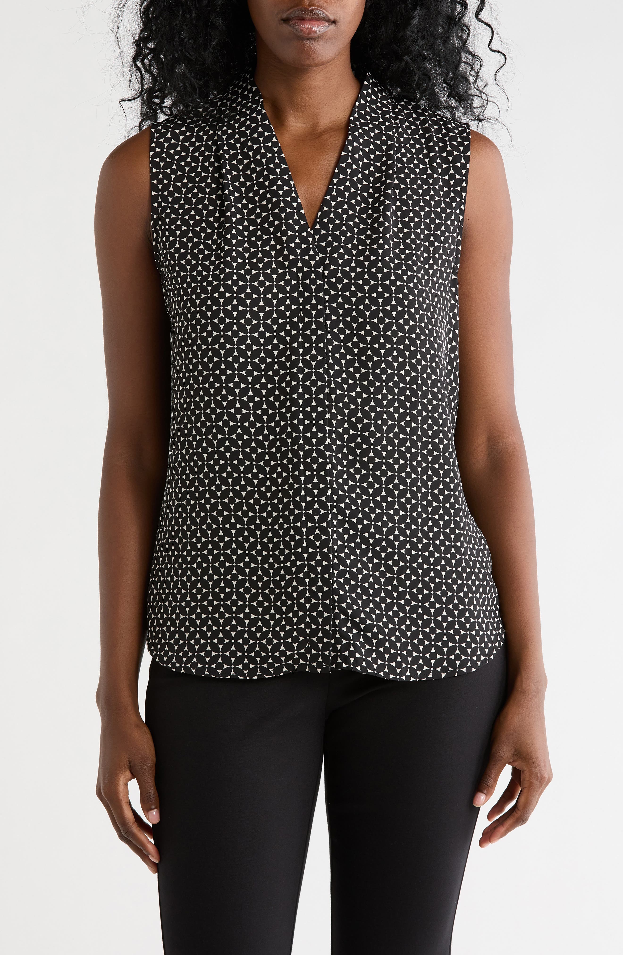 V-Neck Sleeveless Woven Shell Top - image 3