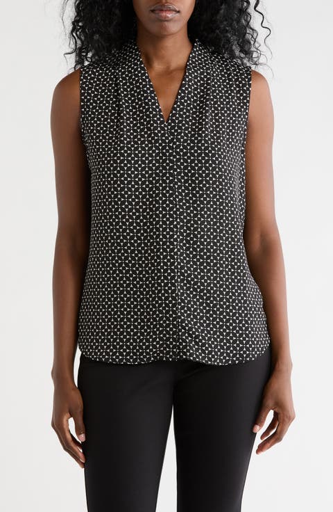 V-Neck Sleeveless Woven Shell Top