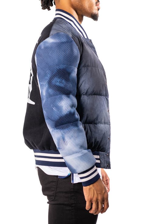 Ocean Sky Blue Quilted Bomber Jacket