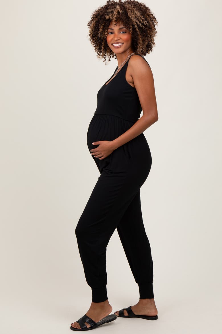 Scoop Neck Sleeveless Jogger Jumpsuit, Alternate, color, Black
