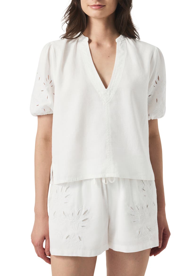 Cayden Embroidered Drawstring Waist Shorts, Alternate, color, WHITE