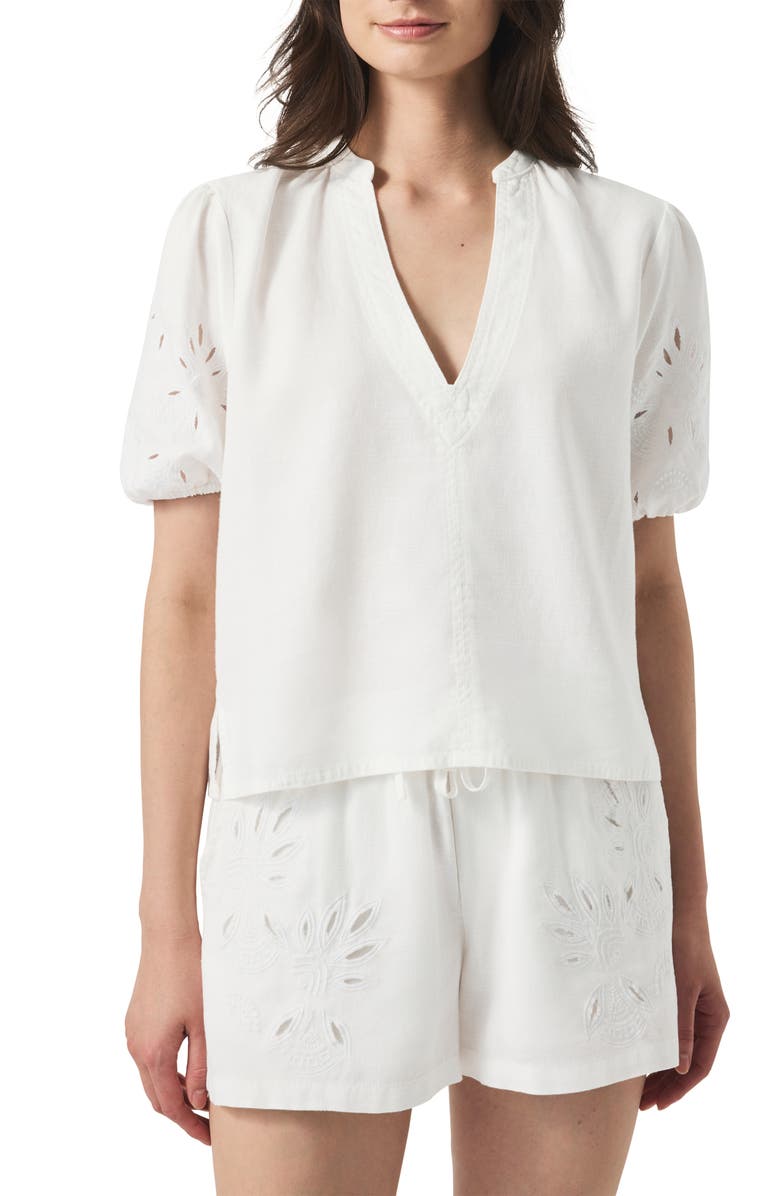 Splendid Cayden Embroidered Drawstring Waist Shorts, Alternate, color, White