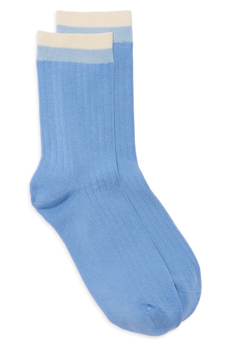 Tipped Wide Rib Dress Socks, Alternate, color, BLUE CORNFLOWER
